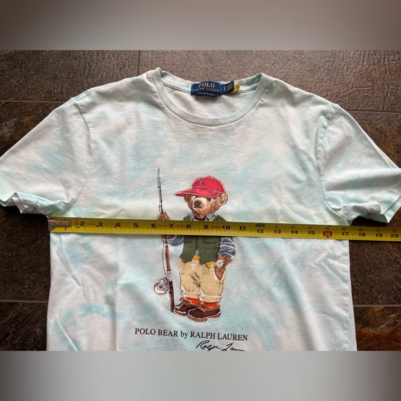 Polo Ralph Lauren blue white tie dye fishing bear slim fit t shirt. Size small - Picture 13 of 15
